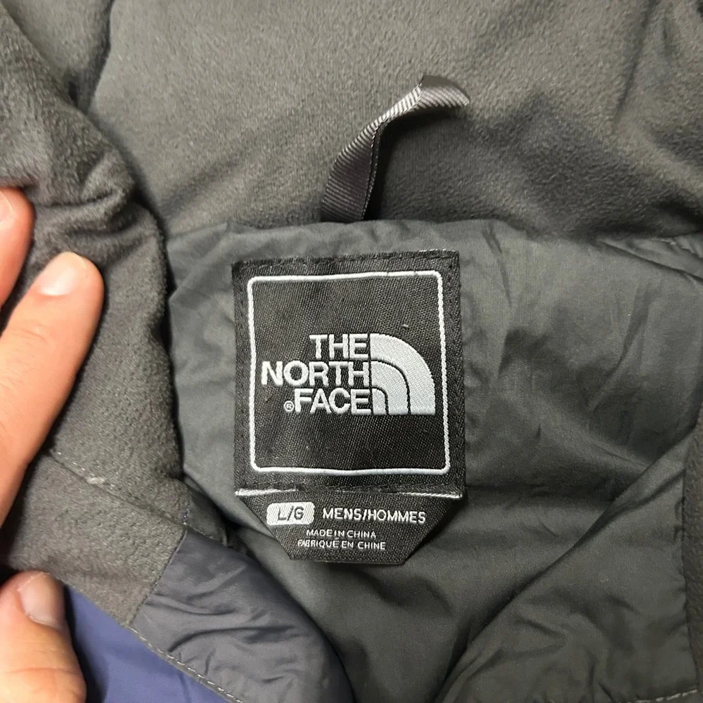 The North Face 550 Down Puffer Vest Mens Large Blue Grey Quilted Full Zip